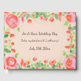 Pastel met bloemen gastenboek