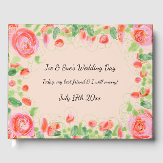 Pastel met bloemen gastenboek