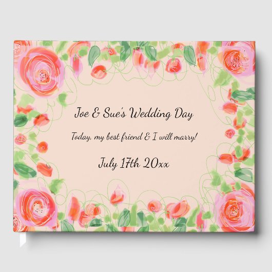 Pastel met bloemen gastenboek (Voorkant)