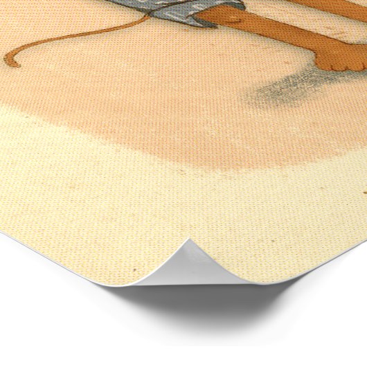  pastel met de hand getekend aapje poster (Hoek)