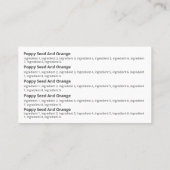 Pastel met gekleurde zeep-ingrediënten visitekaartje (Achterkant)