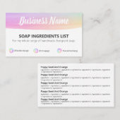 Pastel met gekleurde zeep-ingrediënten visitekaartje (Voorkant / Achterkant)