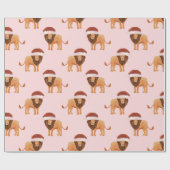 Pastel met kerstmis Safari Dieren Roze Lion Cadeaupapier (Vlak)
