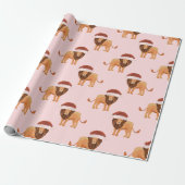 Pastel met kerstmis Safari Dieren Roze Lion Cadeaupapier (Uitgerold)