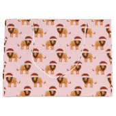 Pastel met kerstmis Safari Dieren Roze Lion Groot Cadeauzakje (Voorkant)