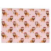 Pastel met kerstmis Safari Dieren Roze Lion Groot Cadeauzakje (Achterkant)