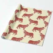 Pastel met kerstmis Safari Dieren Roze Tiger Cadeaupapier (Uitgerold)