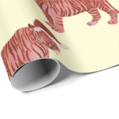 Pastel met kerstmis Safari Dieren Roze Tiger Cadeaupapier (Rol Hoek)