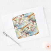 Pastel met kleur engel met trompet vierkante sticker (Envelop)