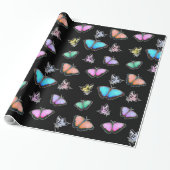 Pastel met kleur roze, groen, geel, Butterflies Cadeaupapier (Uitgerold)