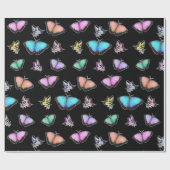 Pastel met kleur roze, groen, geel, Butterflies Cadeaupapier (Vlak)