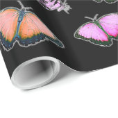 Pastel met kleur roze, groen, geel, Butterflies Cadeaupapier (Rol Hoek)