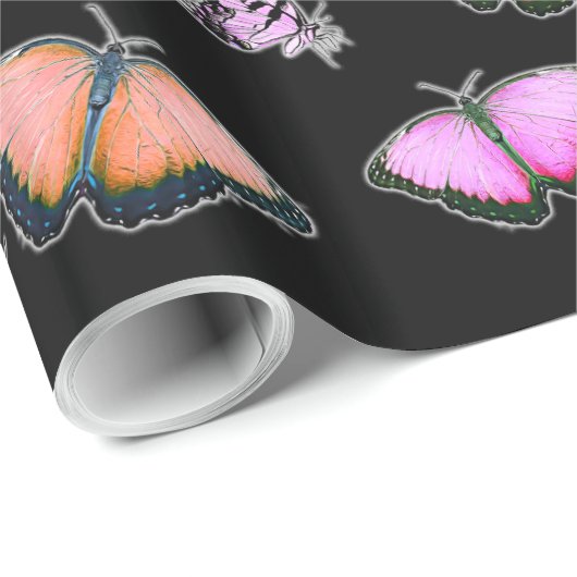 Pastel met kleur roze, groen, geel, Butterflies Cadeaupapier (Rol Hoek)