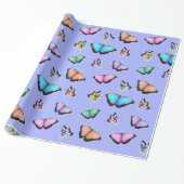 Pastel met kleur roze, groen, geel, Butterflies Cadeaupapier (Uitgerold)