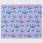 Pastel met kleur roze, groen, geel, Butterflies Cadeaupapier (Vlak)