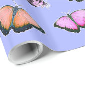 Pastel met kleur roze, groen, geel, Butterflies Cadeaupapier (Rol Hoek)