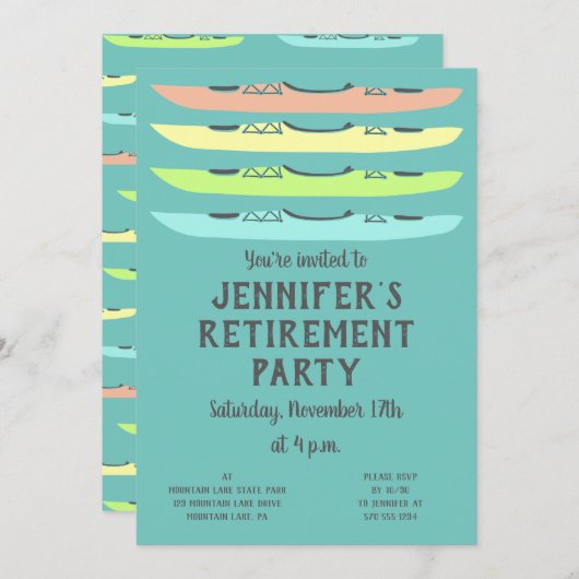 Pastel met kleurcode Kayaks Kayaking Thmed Party Kaart (Voorkant / Achterkant)