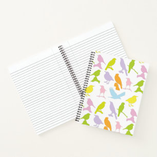 Pastel met kleurrijke variëteit van het vogelpatro notitieboek