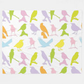 Pastel met kleurrijke variëteit vogelpatroon fleece deken (Voorkant (Horizontaal))