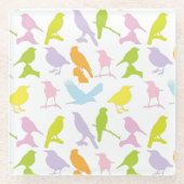 Pastel met kleurrijke variëteit vogelpatroon glazen onderzetter (Voorkant)