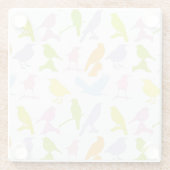 Pastel met kleurrijke variëteit vogelpatroon glazen onderzetter (Achterkant)