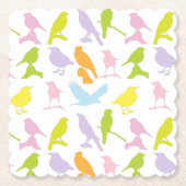 Pastel met kleurrijke variëteit vogelpatroon kartonnen onderzetters (Voorkant)