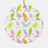 Pastel met kleurrijke variëteit vogelpatroon keramisch ornament (Voorkant)