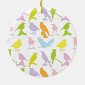 Pastel met kleurrijke variëteit vogelpatroon keramisch ornament (Achterkant)