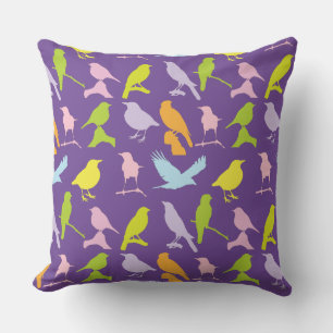 Pastel met kleurrijke variëteit vogelpatroon kussen