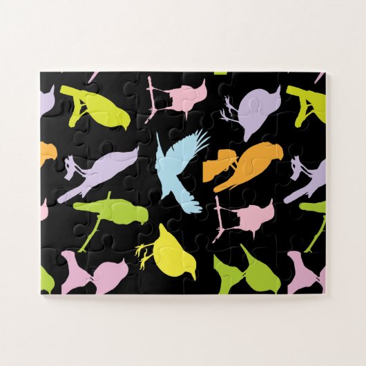 Pastel met kleurrijke variëteit vogelpatroon legpuzzel (Horizontaal)