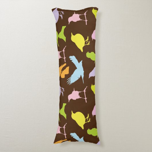Pastel met kleurrijke variëteit vogelpatroon lichaamskussen (Voorkant Verticaal)