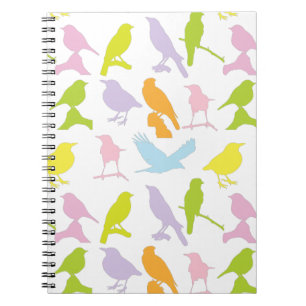 Pastel met kleurrijke variëteit vogelpatroon notitieboek