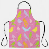 Pastel met kleurrijke variëteit vogelpatroon schort (Voorkant)