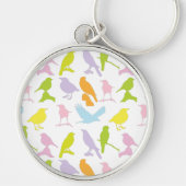 Pastel met kleurrijke variëteit vogelpatroon sleutelhanger (Voorkant)