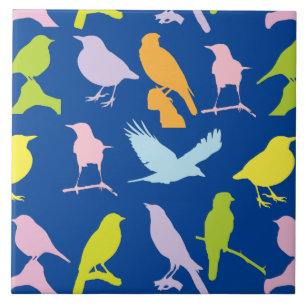 Pastel met kleurrijke variëteit vogelpatroon tegeltje