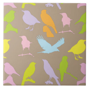 Pastel met kleurrijke variëteit vogelpatroon tegeltje