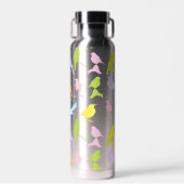Pastel met kleurrijke variëteit vogelpatroon waterfles (Voorkant)