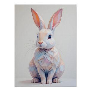 pastel met laag poly konijn perfect poster