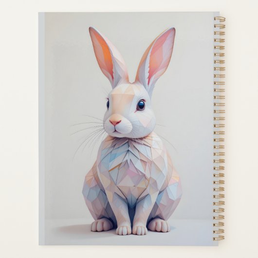 pastel met laag poly konijn planner (Achterkant)
