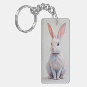 pastel met laag poly konijn sleutelhanger (Voorkant Links)