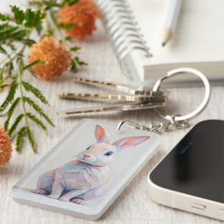 pastel met laag poly konijn sleutelhanger