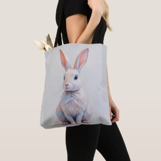 pastel met laag poly konijn tote bag