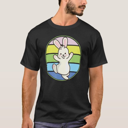 Pastel met Schattige rab voor snelle bunny Retro P T-shirt (Voorkant)