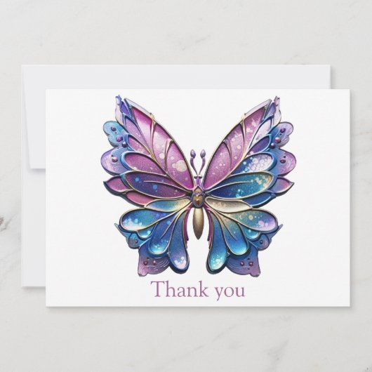 Pastel Metallic Vlinder Bedankkaart (Voorkant)