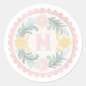 Pastel Mexicaans Talavera Monogram Ronde Sticker (Voorkant)