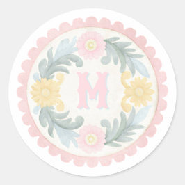 Pastel Mexicaans Talavera Monogram Ronde Sticker