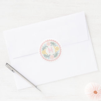 Pastel Mexicaans Talavera Monogram Ronde Sticker