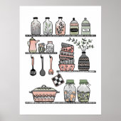 Pastel Midden-eeuwse Boho-chic Keuken Wand Poster (Voorkant)