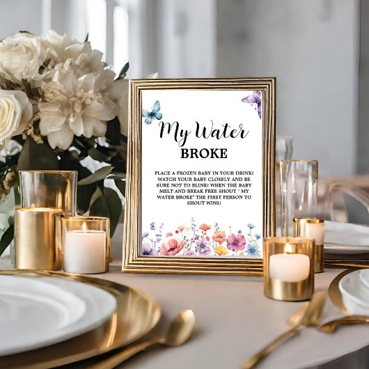 Pastel mijn water brak Baby Baby shower Spel teken Poster