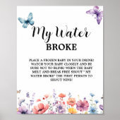 Pastel mijn water brak Baby Baby shower Spel teken Poster (Voorkant)